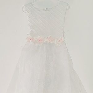 White and Pink flower girl dress.